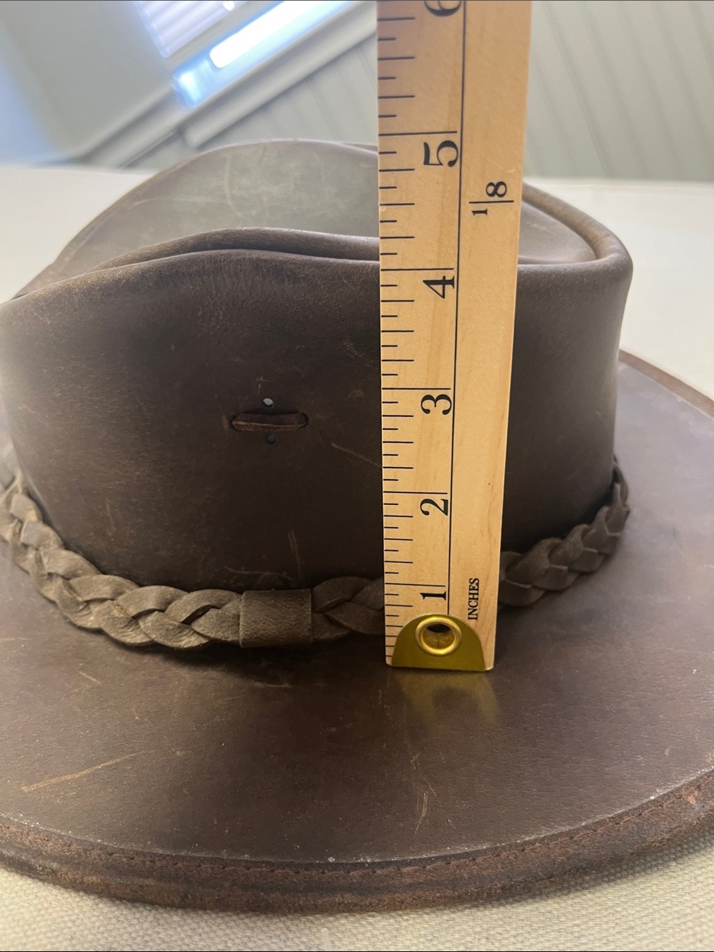 Down Under Australia Brown Leather Outback Cowboy Hat Size Small - Picture 13 of 16